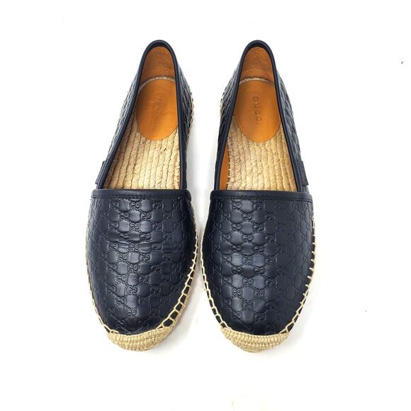 Gucci Microguccissima Signature Espadrilles Leather Black Spain Size 37.5 US 7.5 - Picture 3 of 14